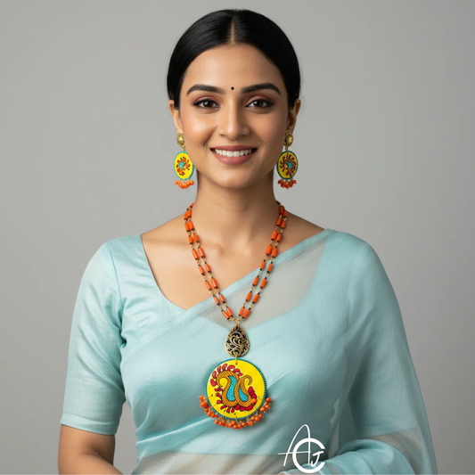 Statement Necklace Set, Handpainted  : Handmade