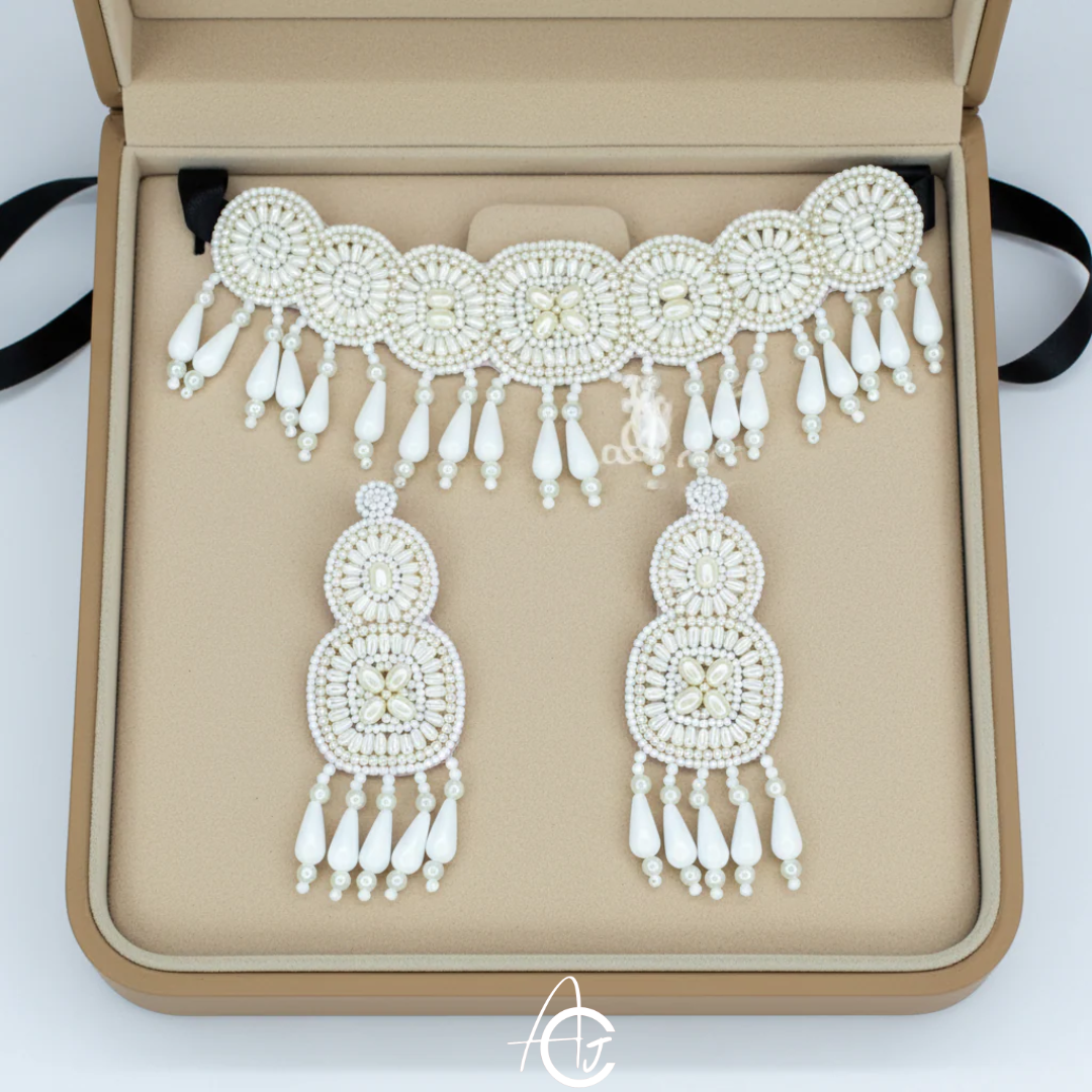 Beads Embroidered Necklace Set : Handmade