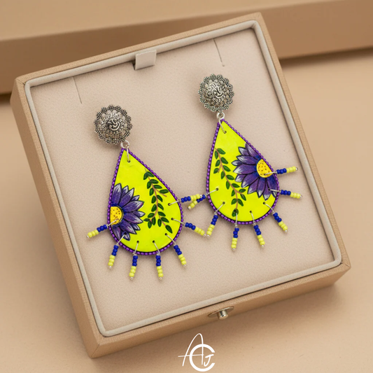 Statement Earrings, Handpainted : Handmade