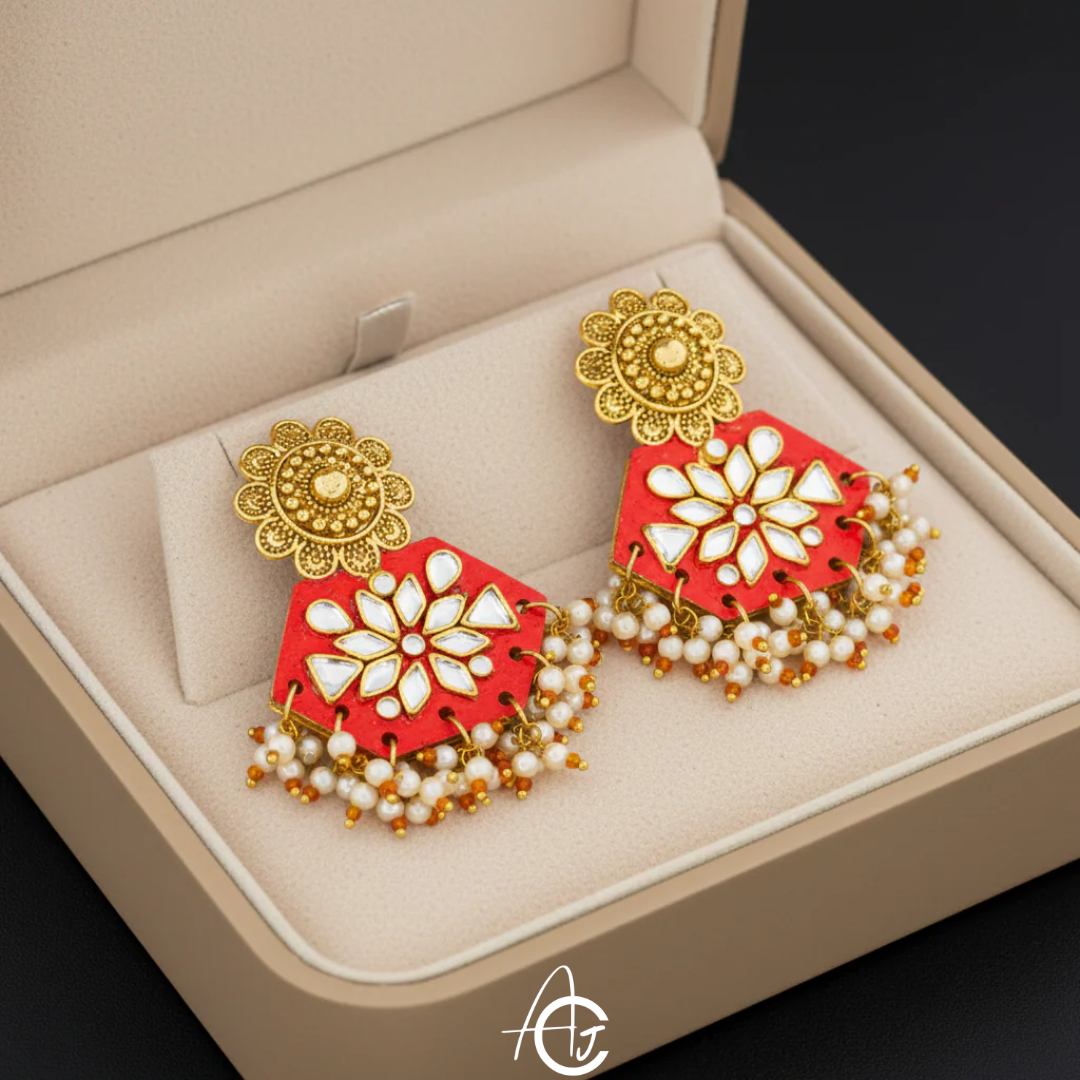 Statement Earrings, Handpainted : Handmade