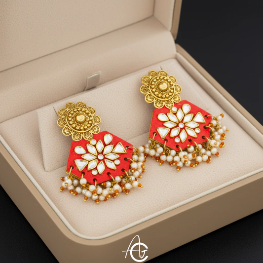 Statement Earrings, Handpainted : Handmade