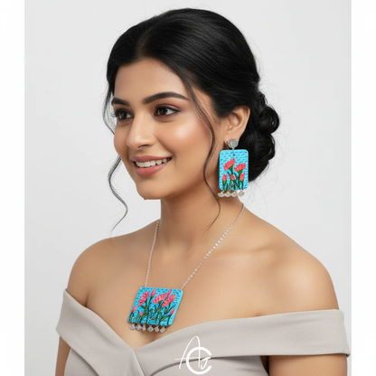 Statement Necklace Set, Handpainted : Handmade