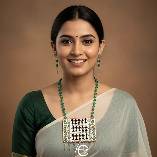 Statement Necklace set, Handpainted : Handmade