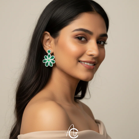 Beads Embroidered Earrings : Handmade