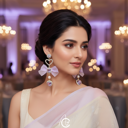 Bow The Heart Crystal Earrings