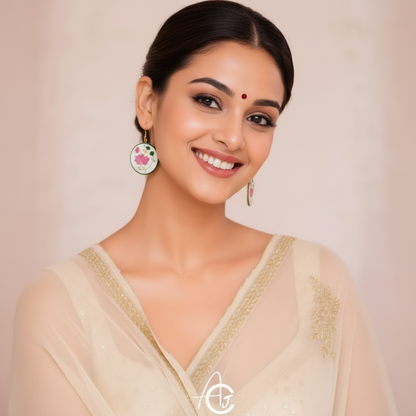 Statement earrings, Handpainted : Handmade