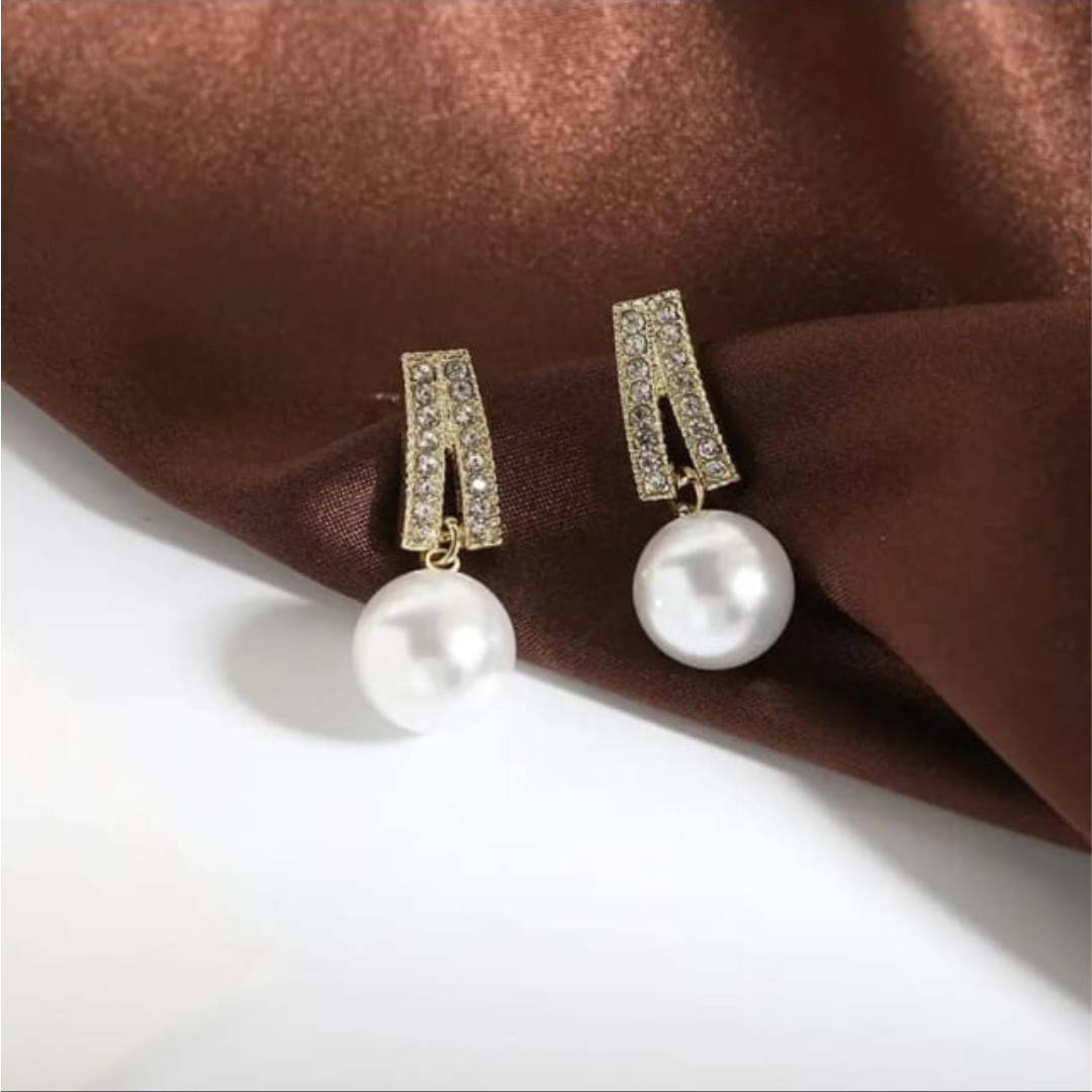 Drop And Pearl Earrings