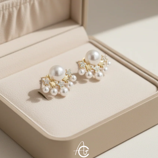 Star And Pearl Earrings
