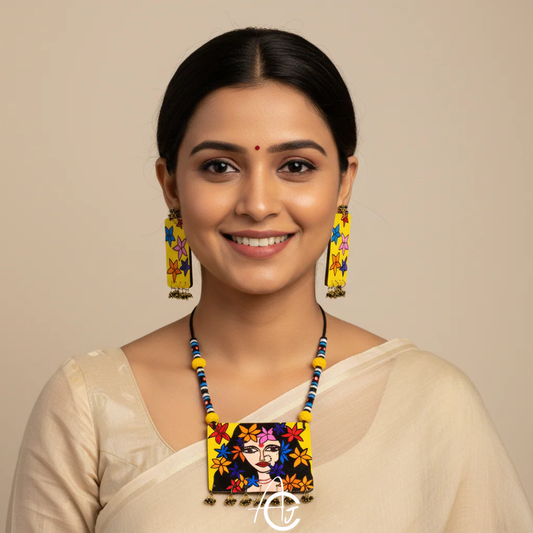 Statement Necklace Set, Handpainted : Handmade