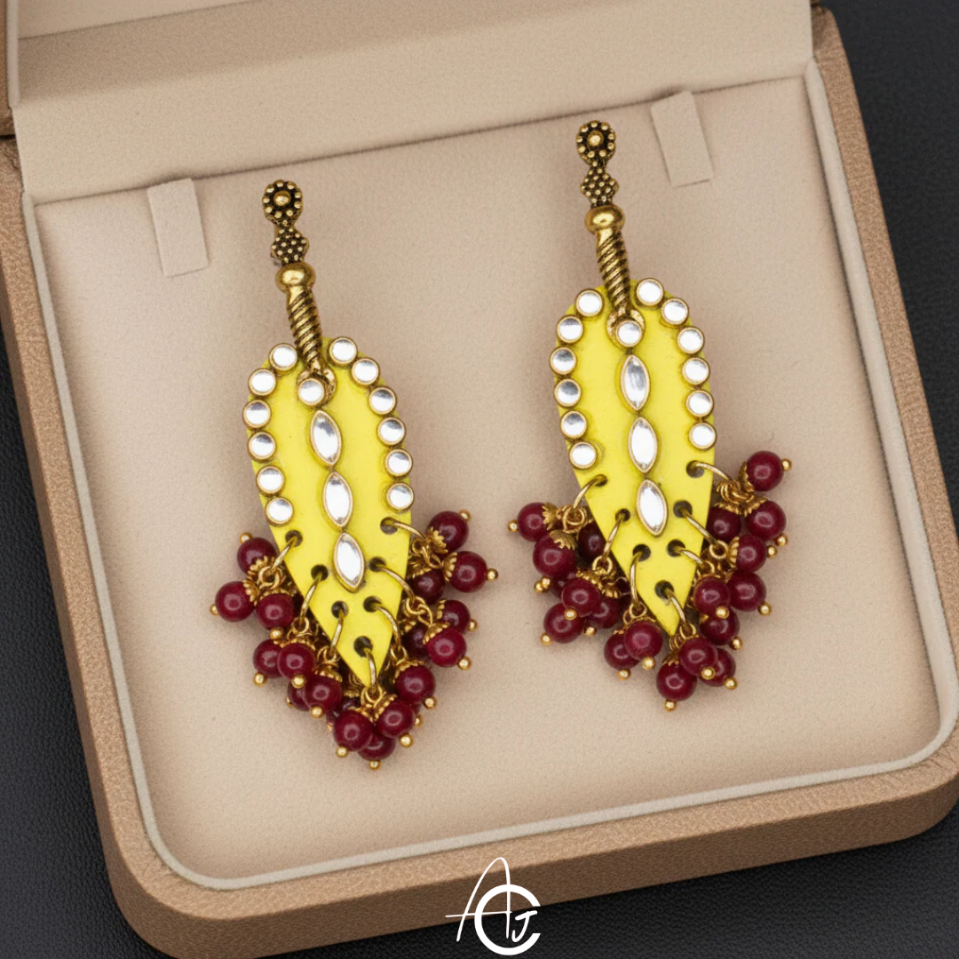 Statement Earrings, Handpainted : Handmade