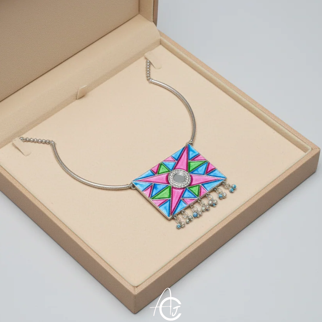 Statement  Necklace, Handpainted : Handmade