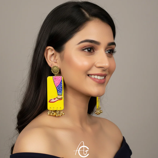 Statement Earrings, Handpainted : Handmade