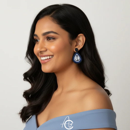 Kauri Embroidered Earrings : Handmade