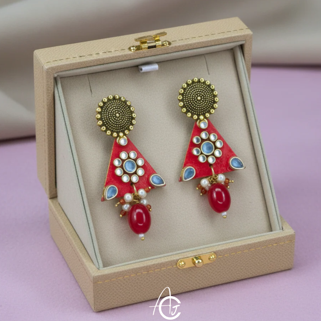 Statement Earrings, Handpainted : Handmade