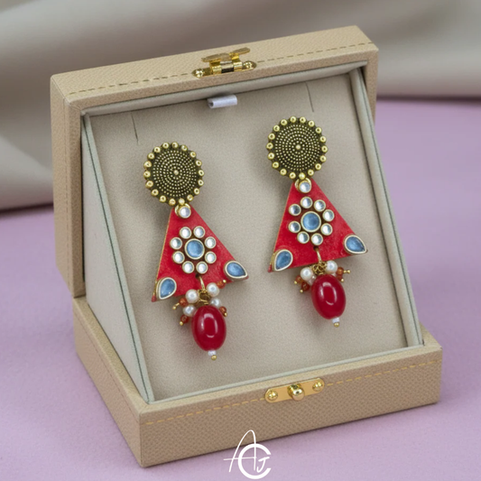 Statement Earrings, Handpainted : Handmade