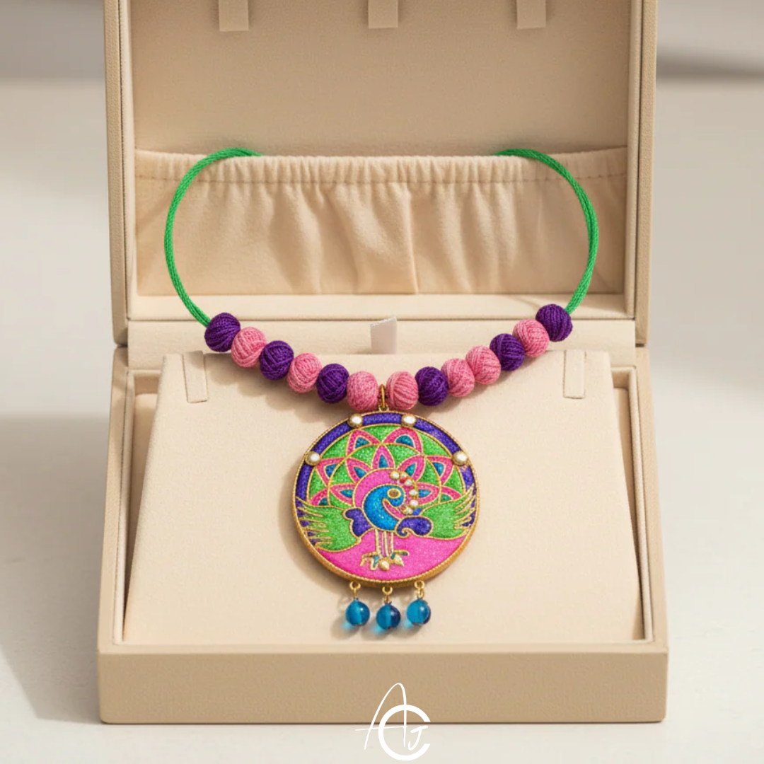 Statement Necklace, Handpainted : Handmade