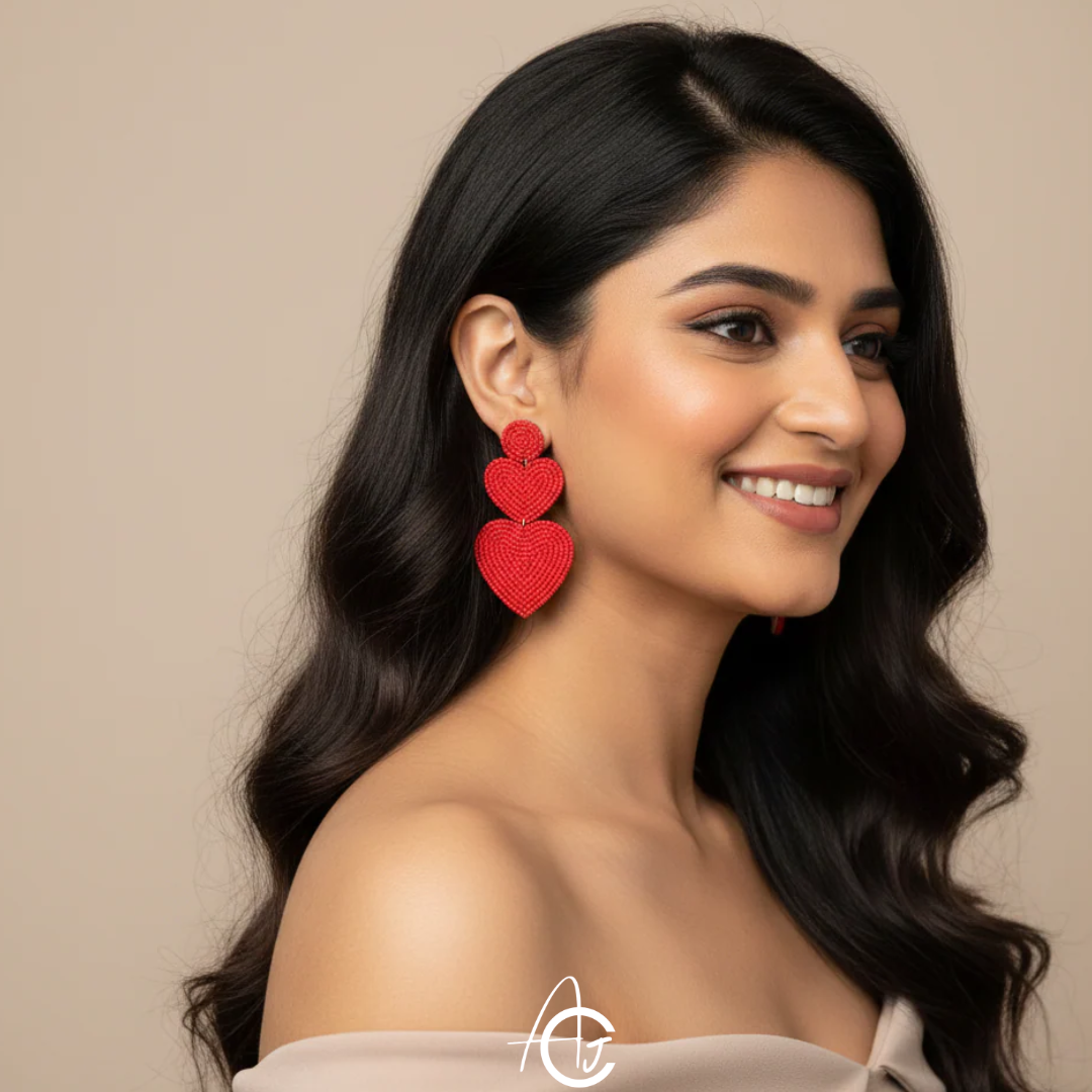 Beads Embroidered Earrings : Handmade