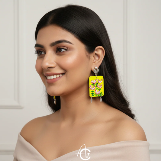 Statement Earrings, Handpainted : Handmade