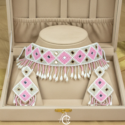 Beads Embroidered Necklace Set : Handmade
