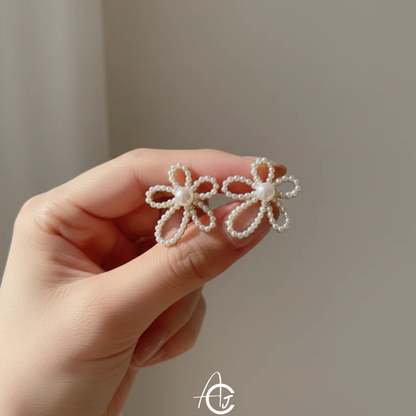 Pearl Flower Statement Earrings