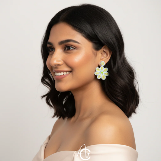 Beads Embroidered Earrings : Handmade