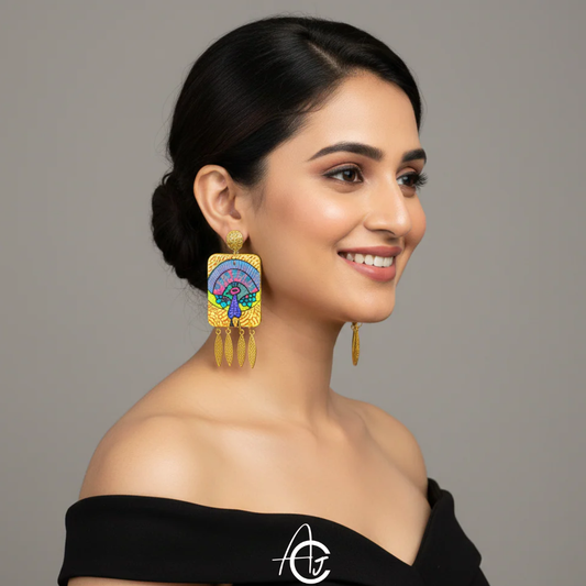 Statement Earrings, Handpainted : Handmade