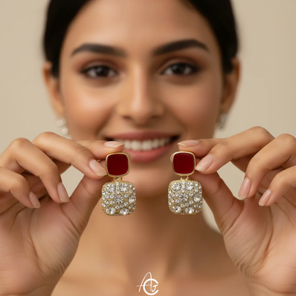 Bling Statement Red Earrings
