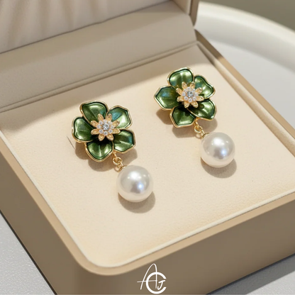 Pearl and Flower Earrings