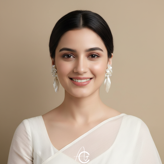 Flower Drop Statement Earrings