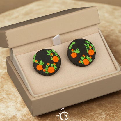 Embroidered Fabric Earrings : Handmade