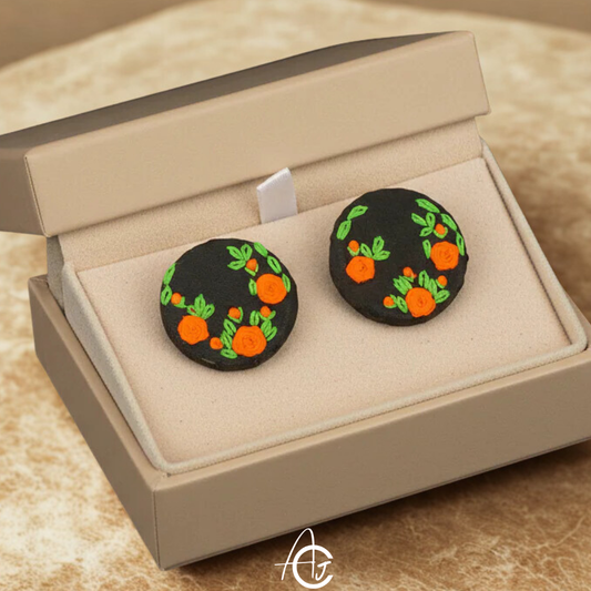 Embroidered Fabric Earrings : Handmade