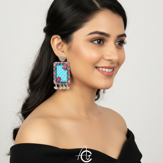 Statement Earrings, Handpainted : Handmade