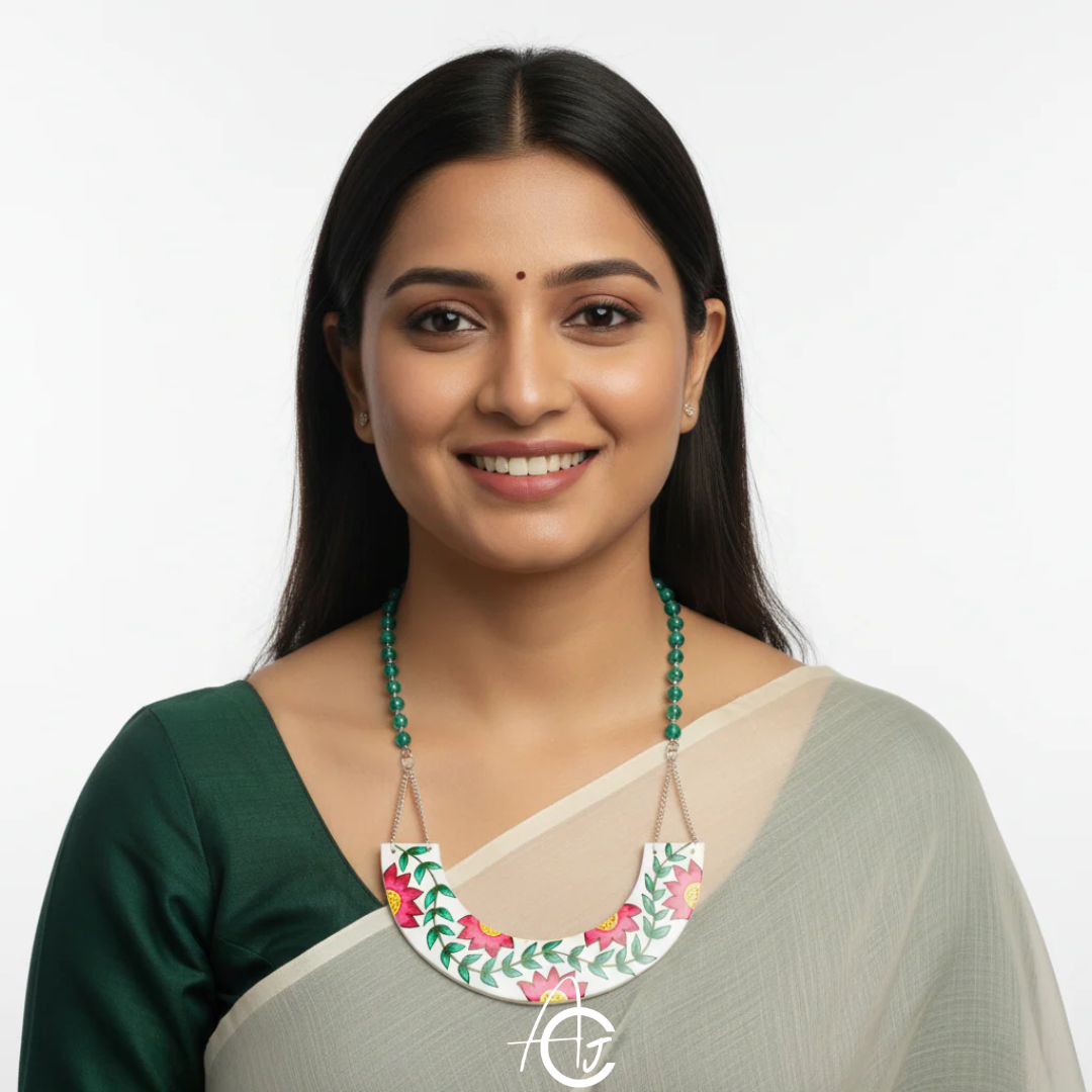 Statement Necklace, Handpainted : Handmade