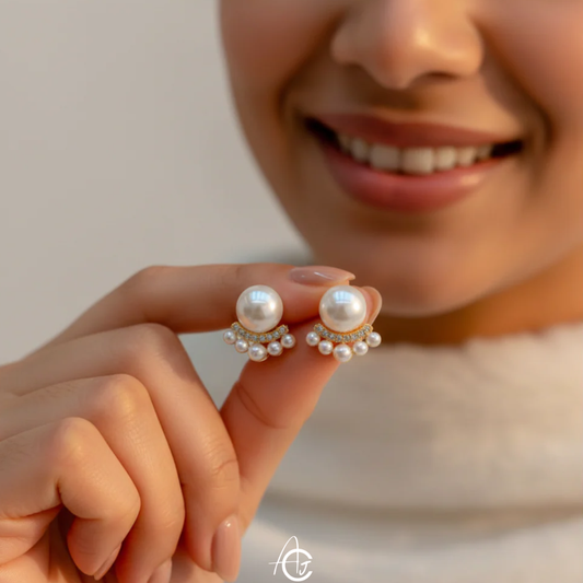Pearl Bling Drop Earrings