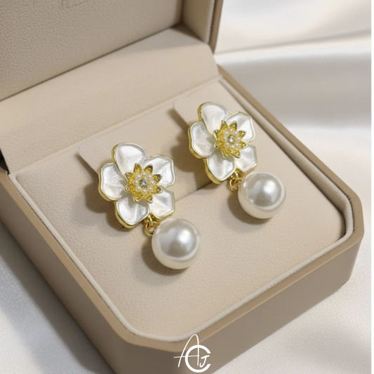 Pearl and Flower Earrings