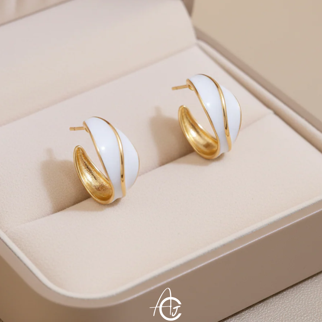White Hoop Earrings