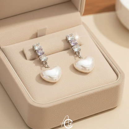 Bling Drop Heart Earrings