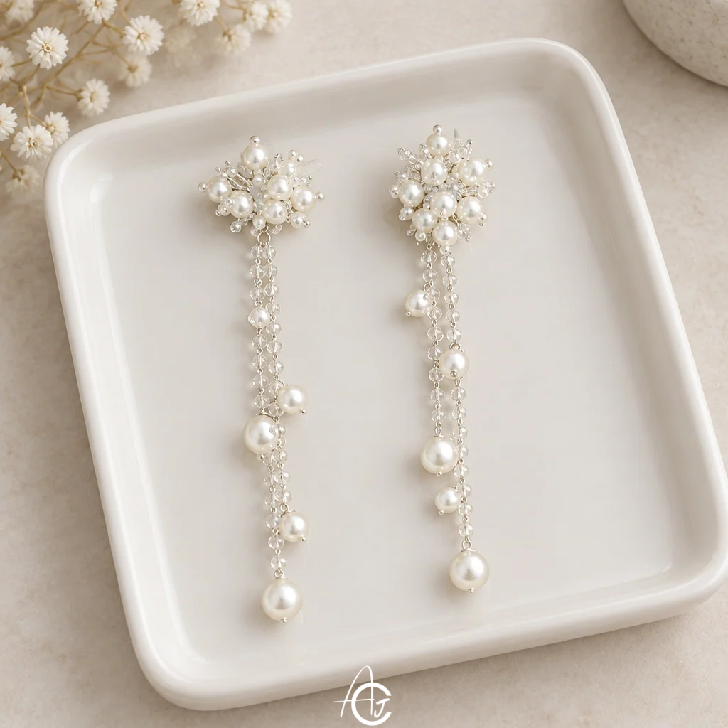 Pearl And Chain Galaxy Earrings