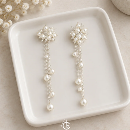Pearl And Chain Galaxy Earrings
