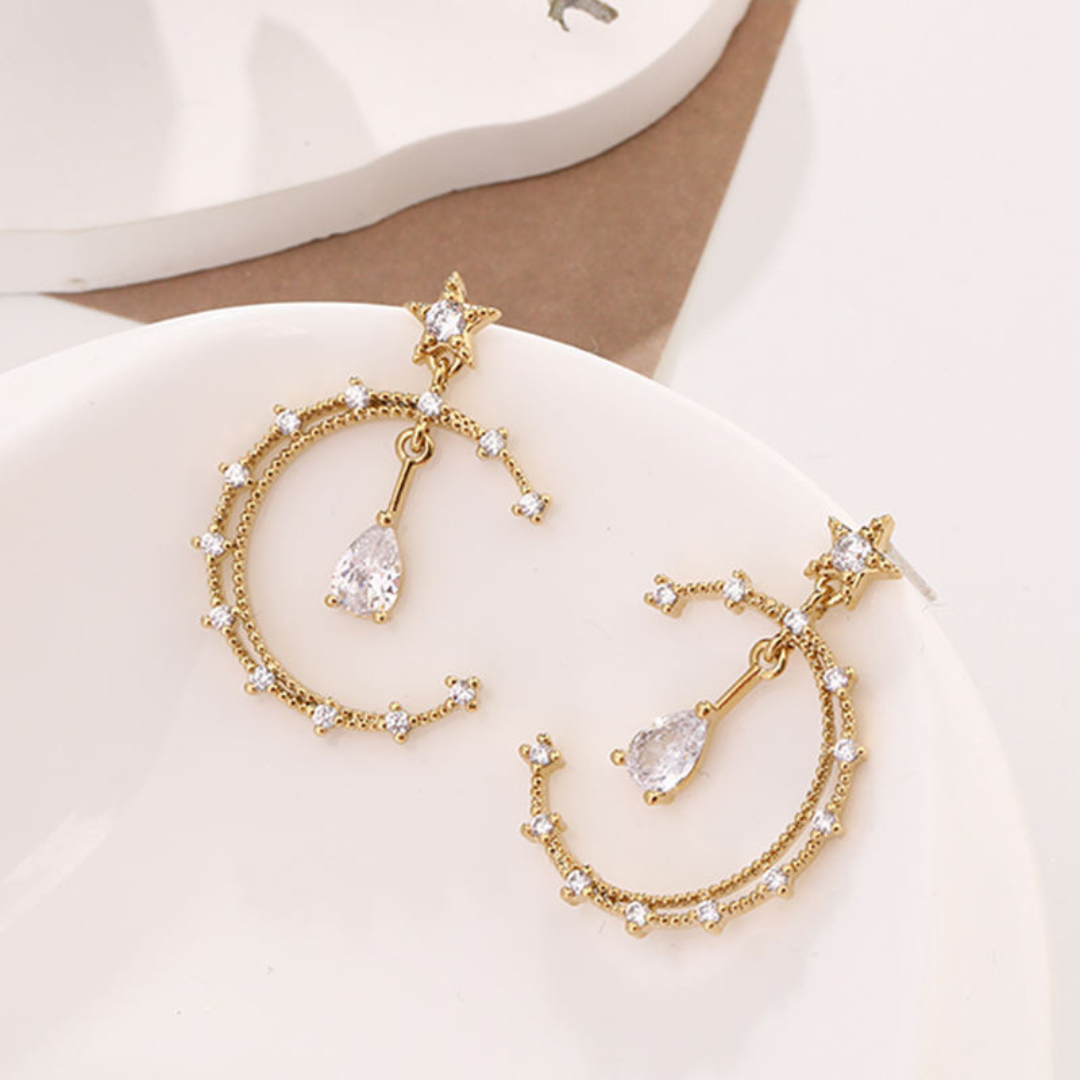 Bling Semicircle Drop Earrings