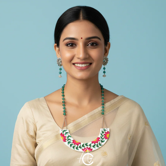 Statement Necklace set, Handpainted : Handmade