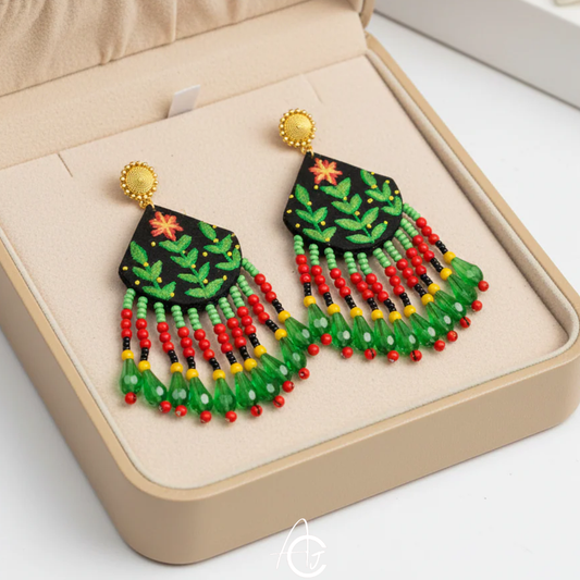 Handpainted Fabric Earrings  : Handmade