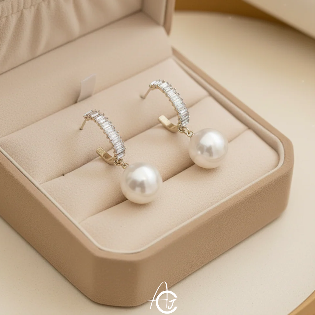 Pretty Pearl Crystal Earrings