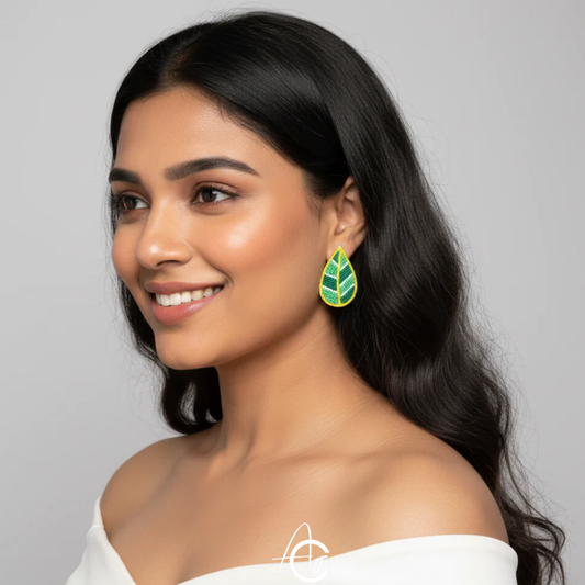 Beads Embroidered Earrings : Handmade