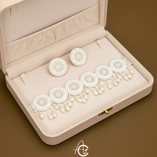 Beads Embroidered Necklace Set  : Handmade