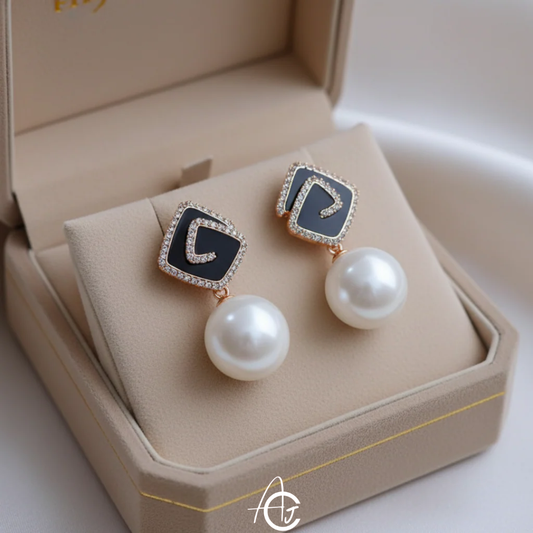 Bling Pearl Drop Earrings