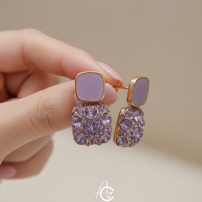 Bling Statement Purple Earrings
