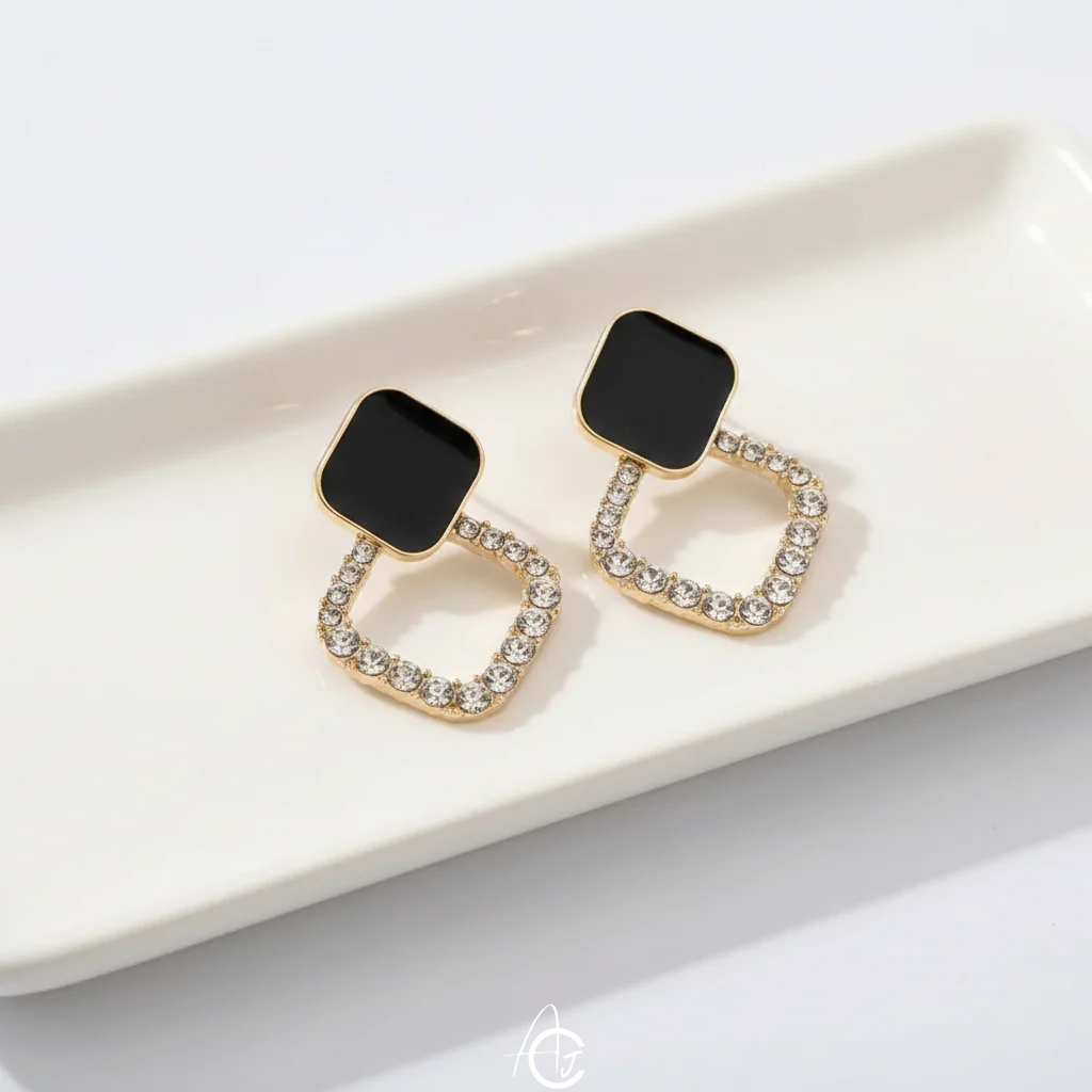 Bling Square Drop Earrings