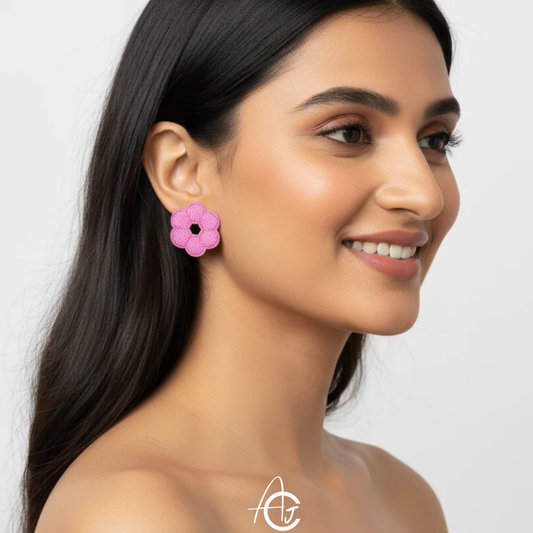 Beads Embroidered Earrings : Handmade