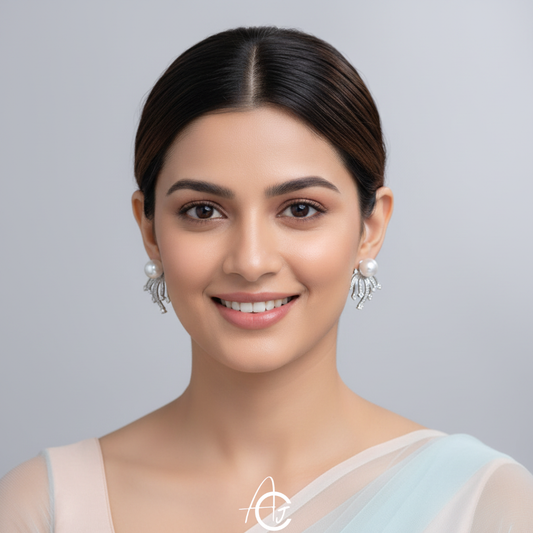 Pearl Bling Statement Earrings